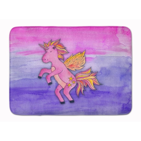 Carolines Treasures Pink Unicorn Watercolor Machine Washable Memory Foam Mat BB7432RUG